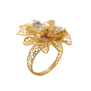 22k yellow gold ferns n petals ring