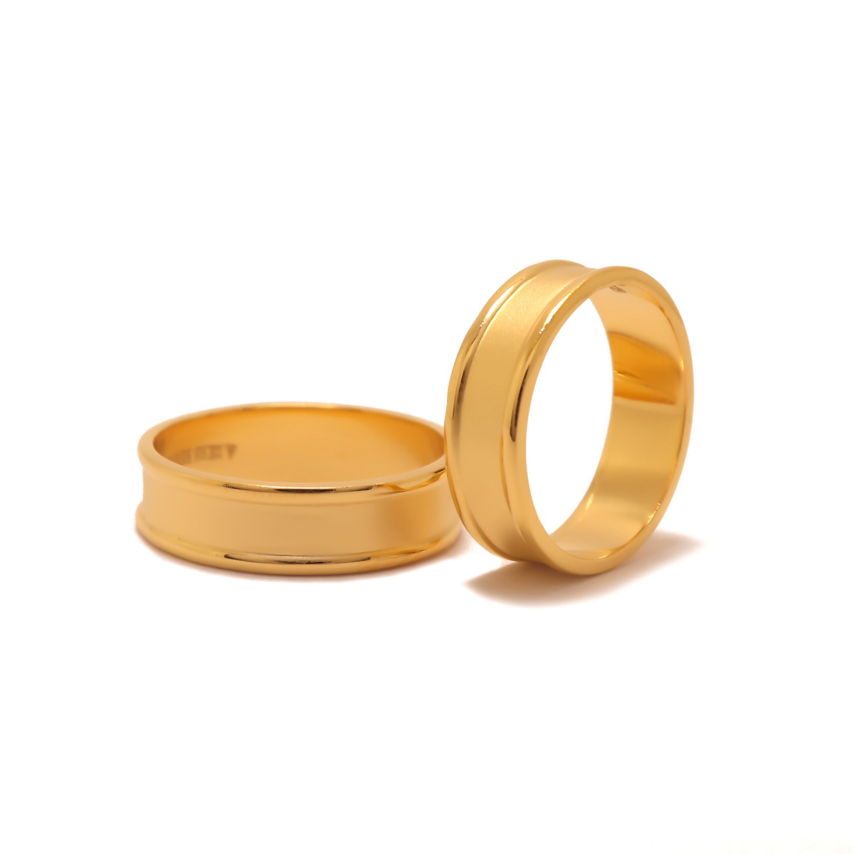 22k yellow gold plain carol rings - Image 2