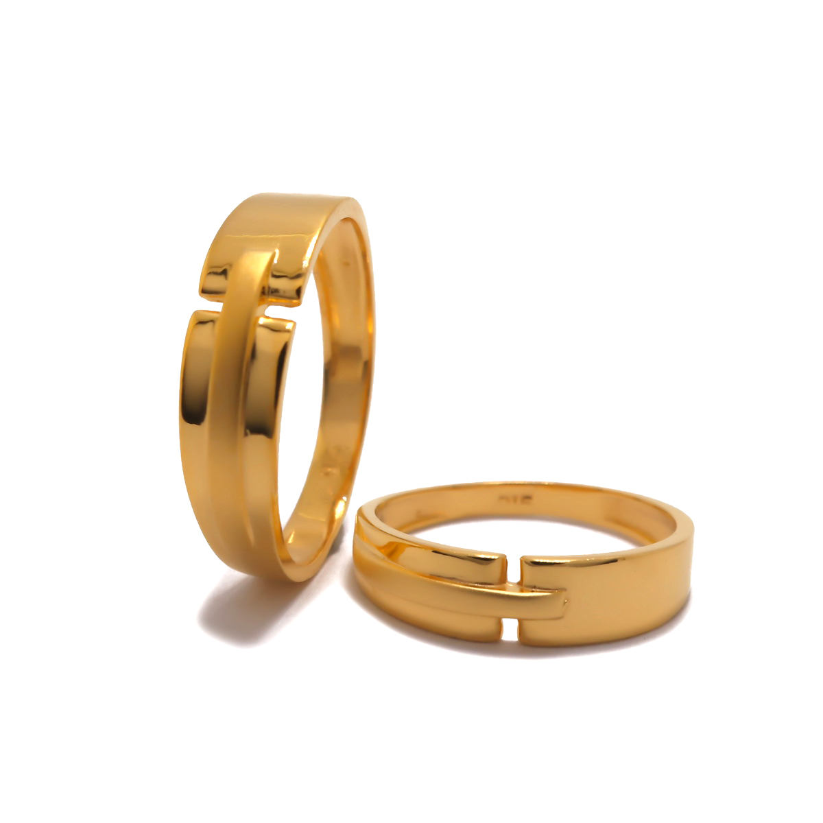 22k yellow gold plain coppia rings - Image 3