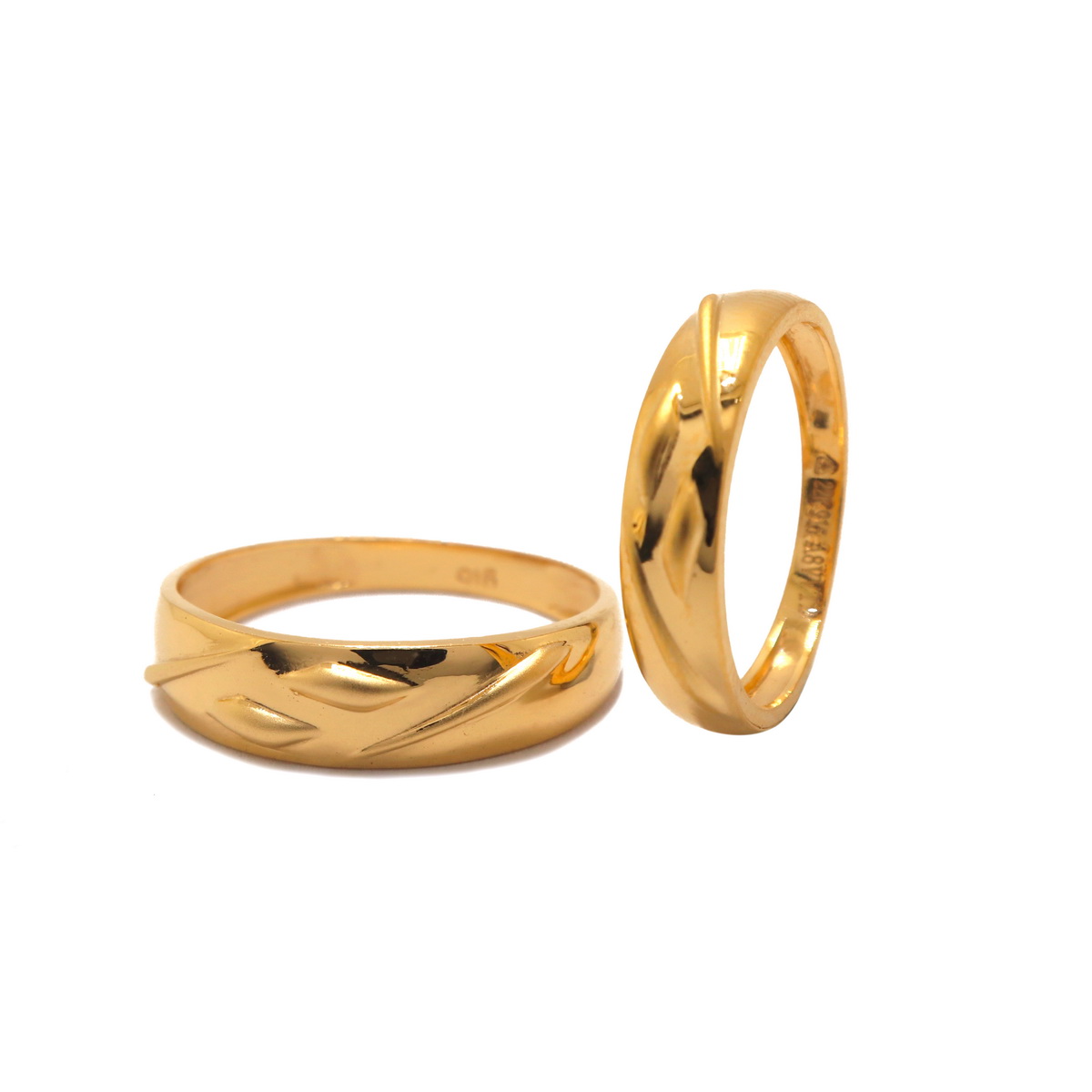 22k yellow gold plain couple rings - Image 2