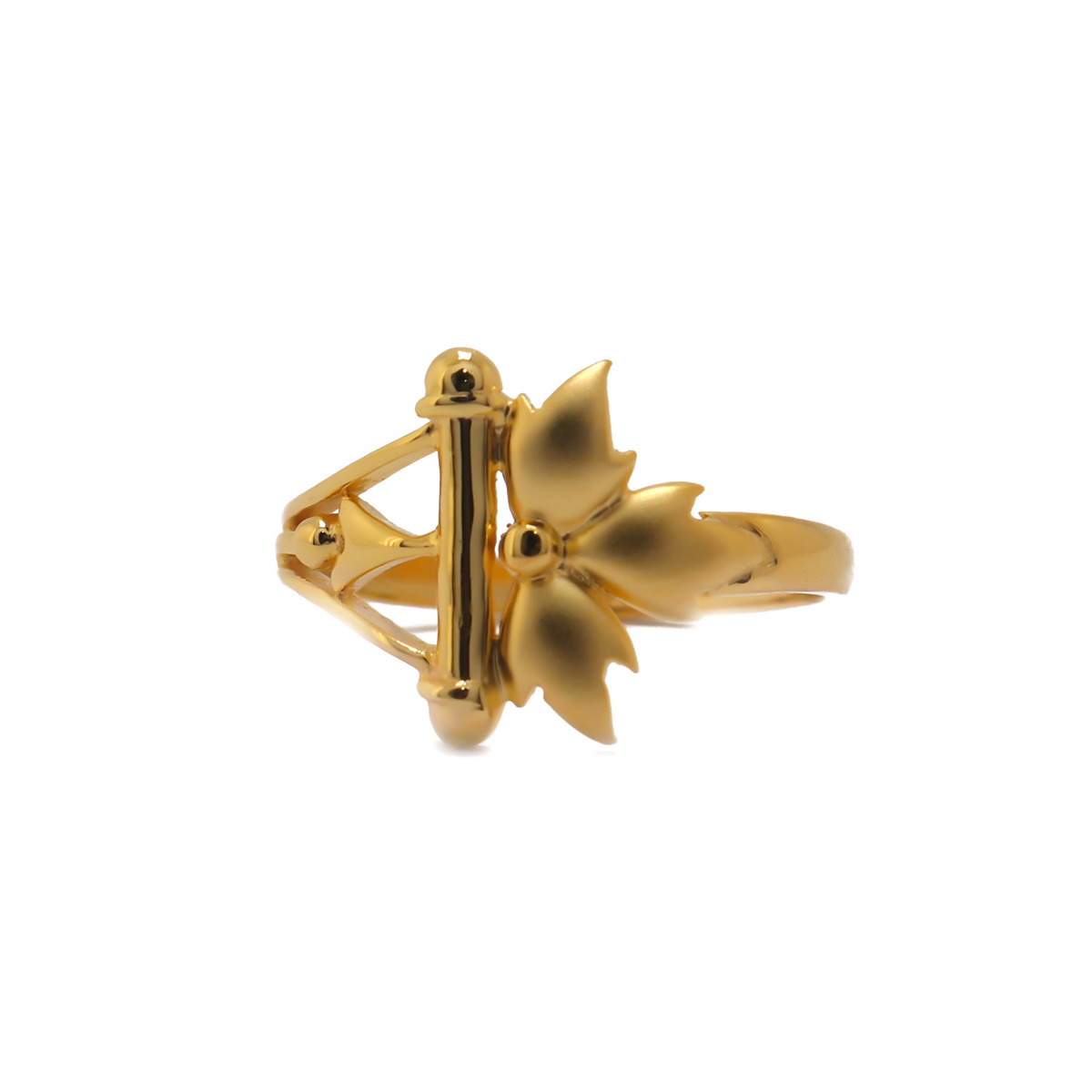 22k Gold Plain Budding Flower Ring - Image 2