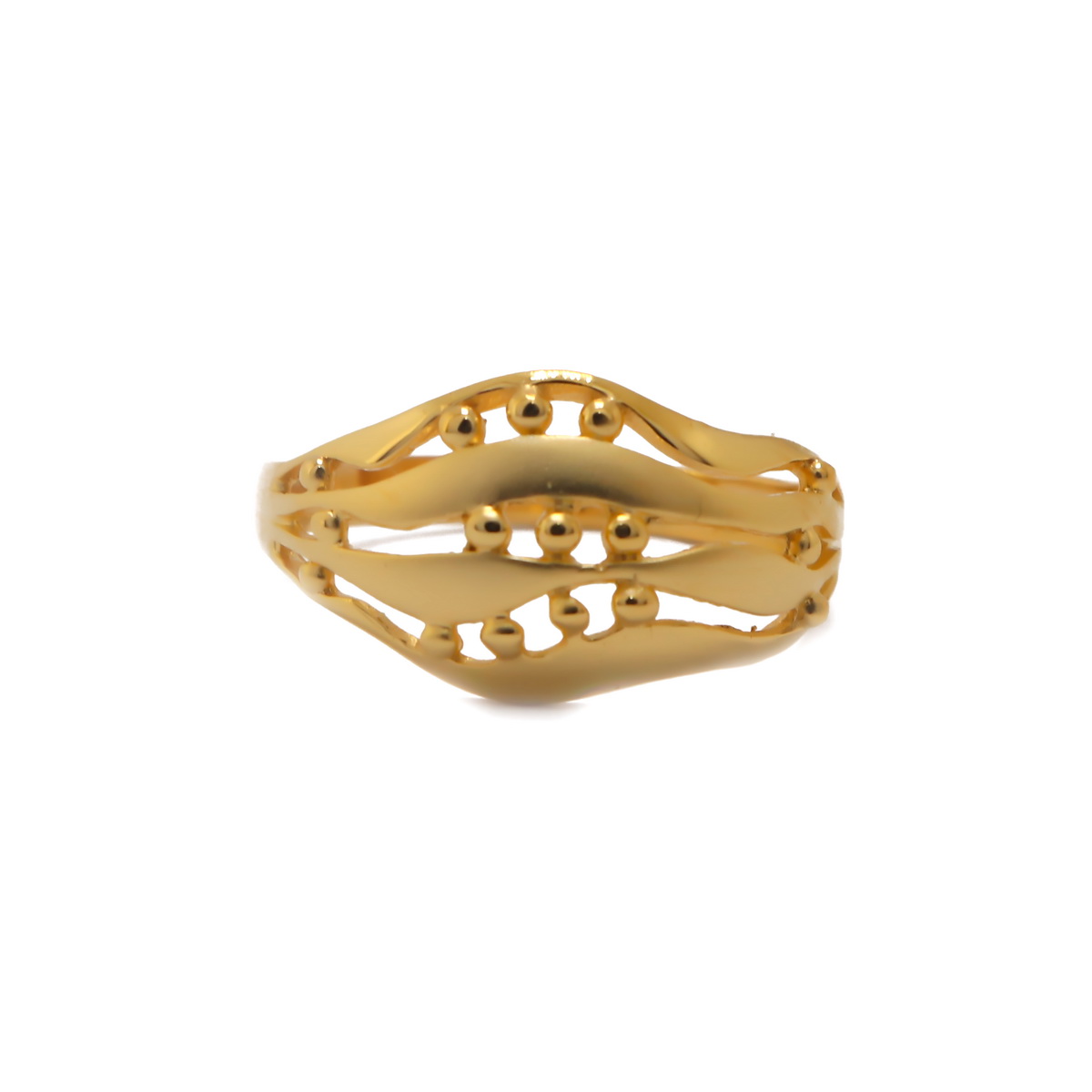 22k Gold Plain Waves n Dots Ring - Image 2