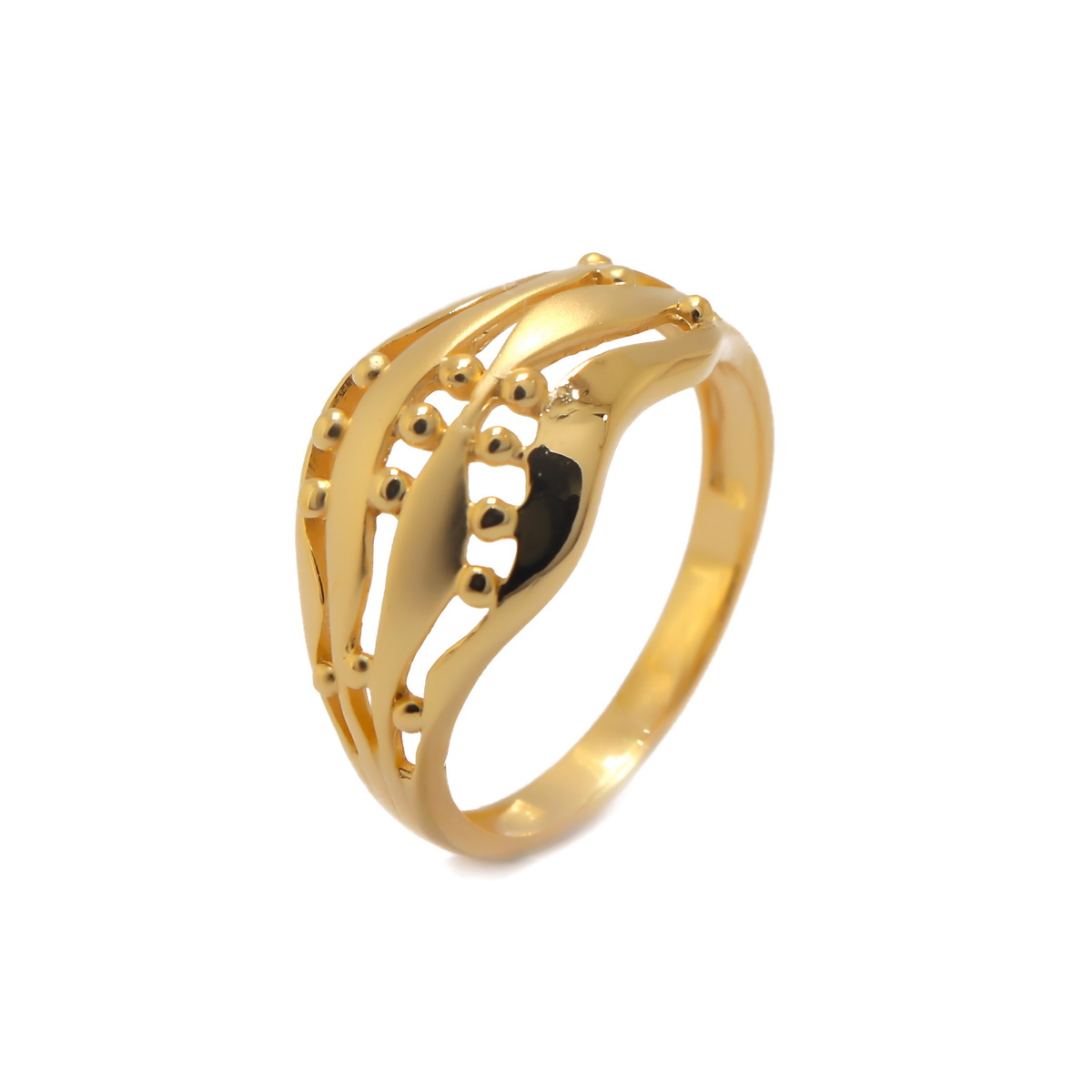 22k Gold Plain Waves n Dots Ring