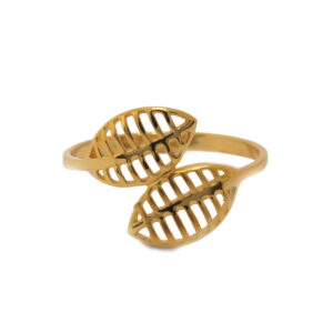 22k Gold Plain Two Leaf Ring