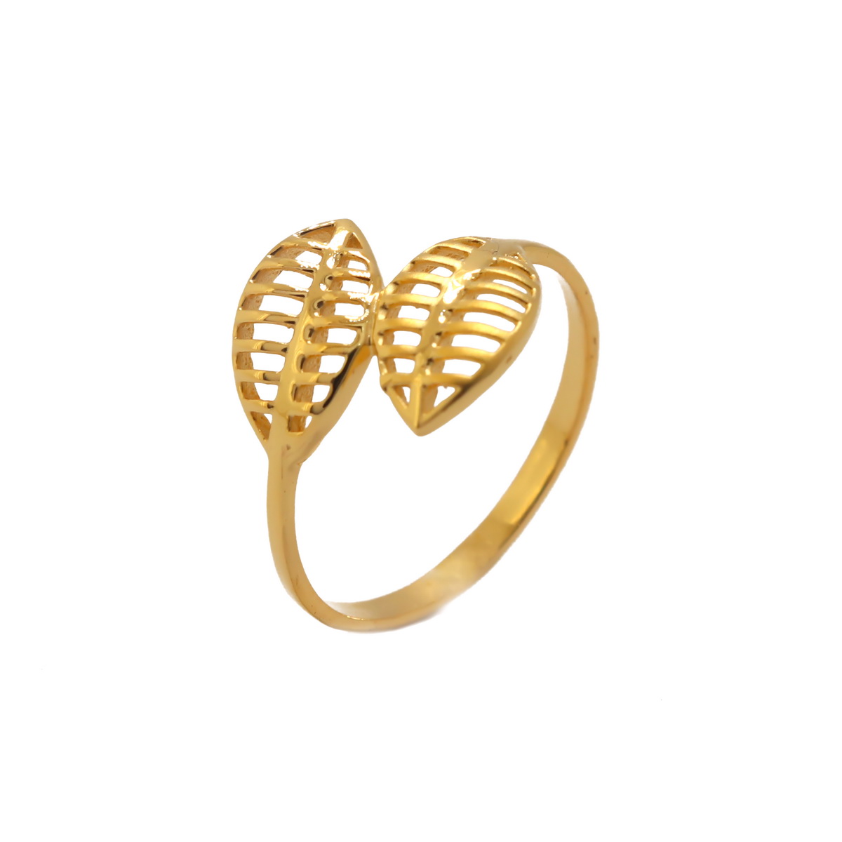 22k  Gold Plain Two Leaf Ring