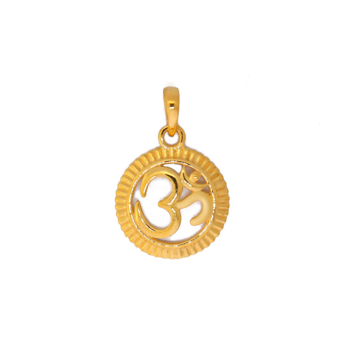 22k yellow gold om with round pendant
