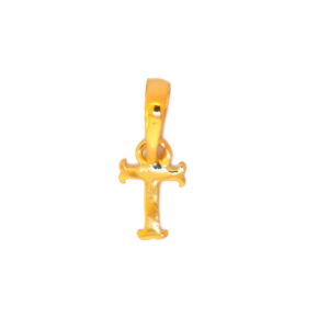 22k yellow gold pendant plain alphabet t