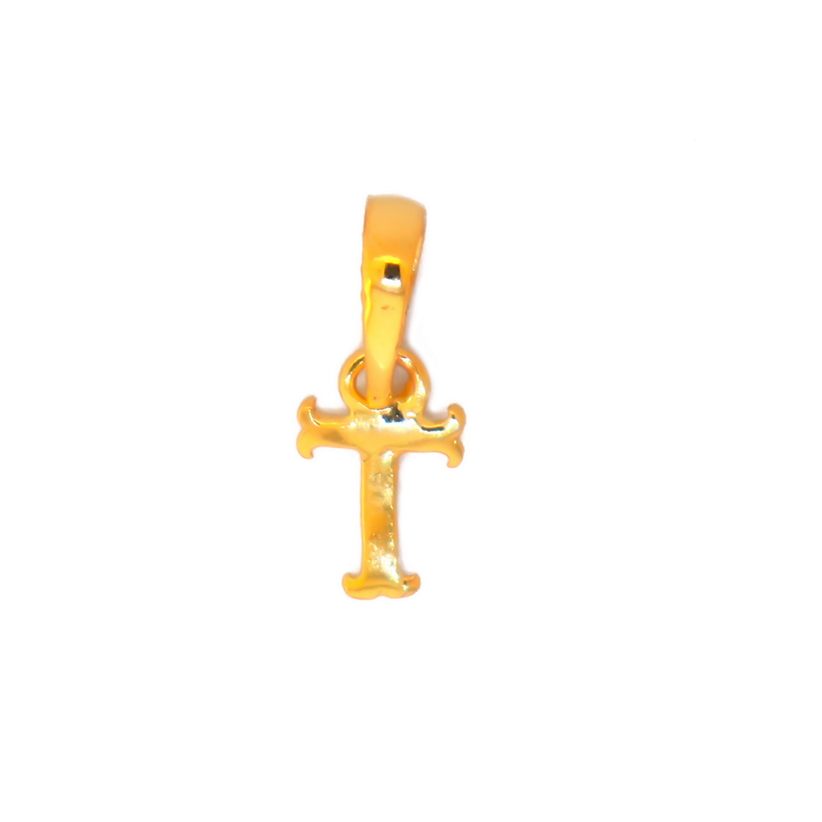 22k yellow gold pendant plain alphabet t