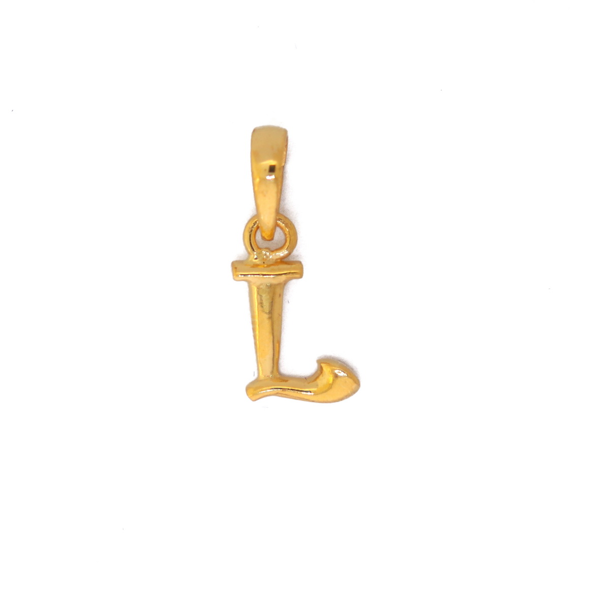 22k yellow gold pendant plain alphabet l