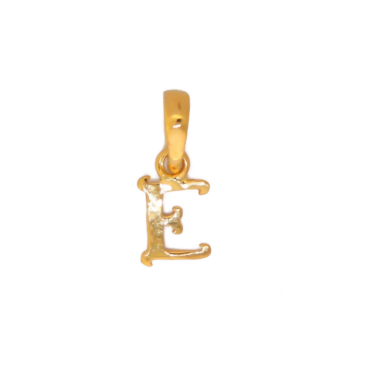 22k yellow gold pendant plain elegant alphabet e