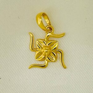 22K Gold Swastika With Flower Pendants