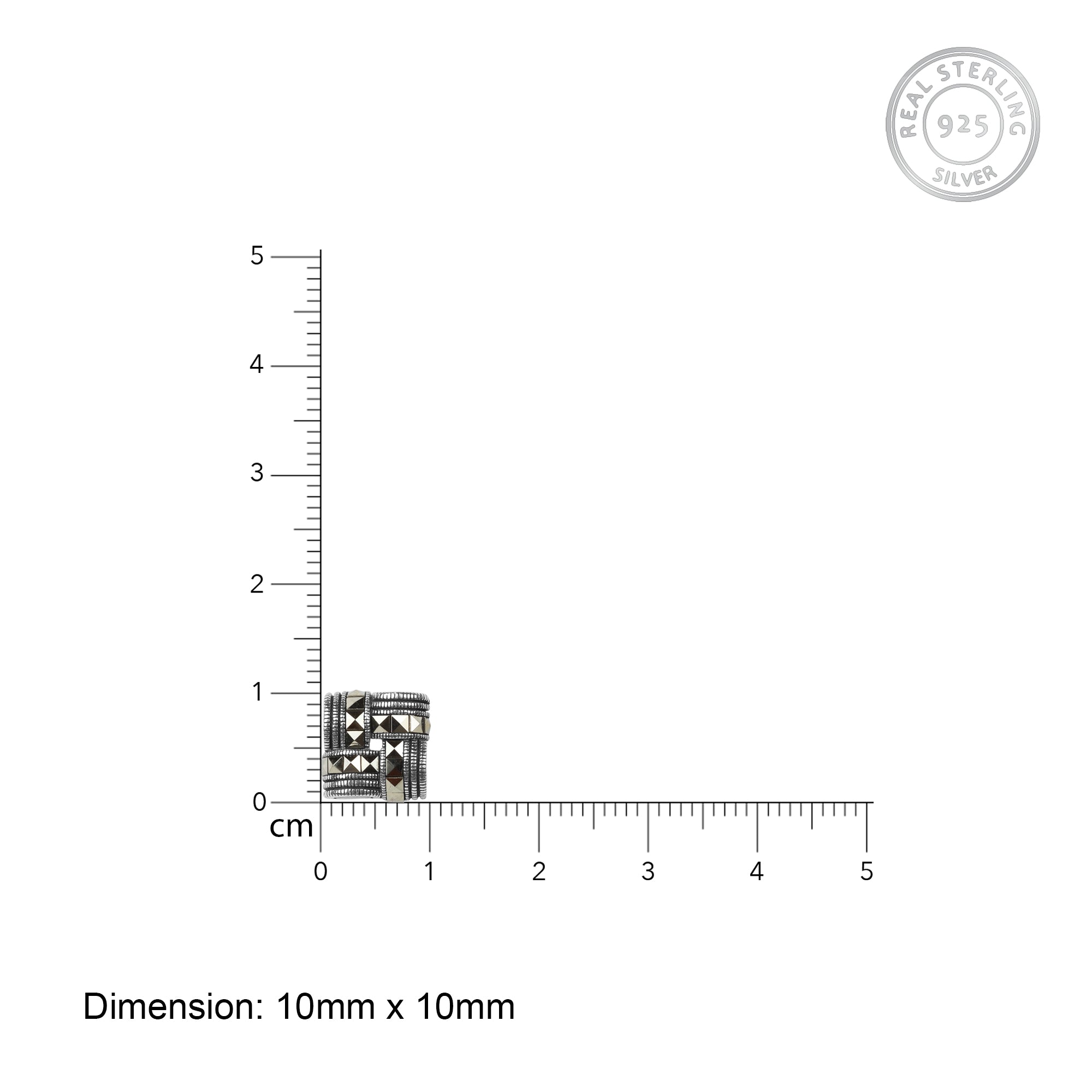 Oxidised silver woven square studs - Image 3