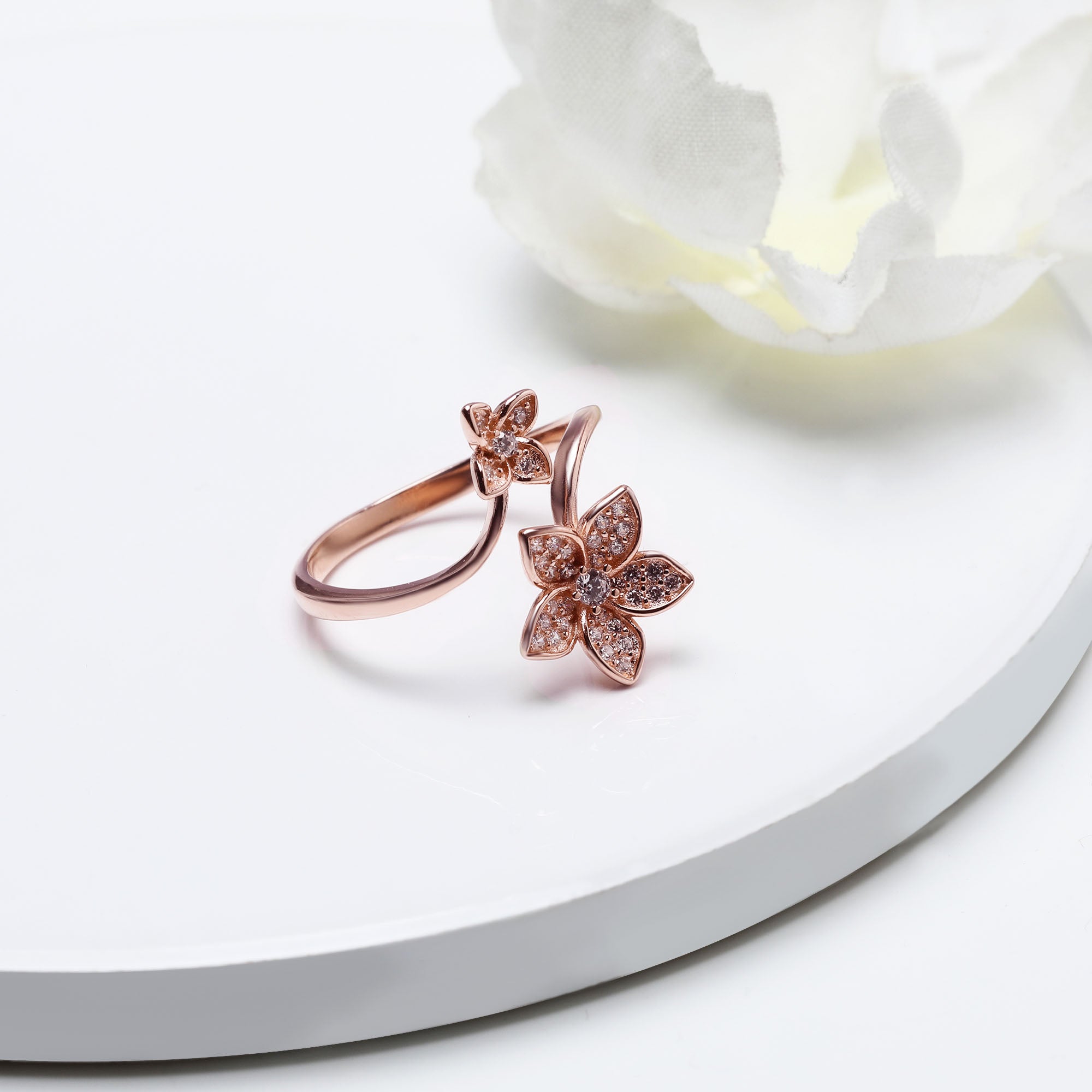 Rose gold blooming flower ring - Image 5