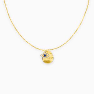 Golden evil eye charm necklace