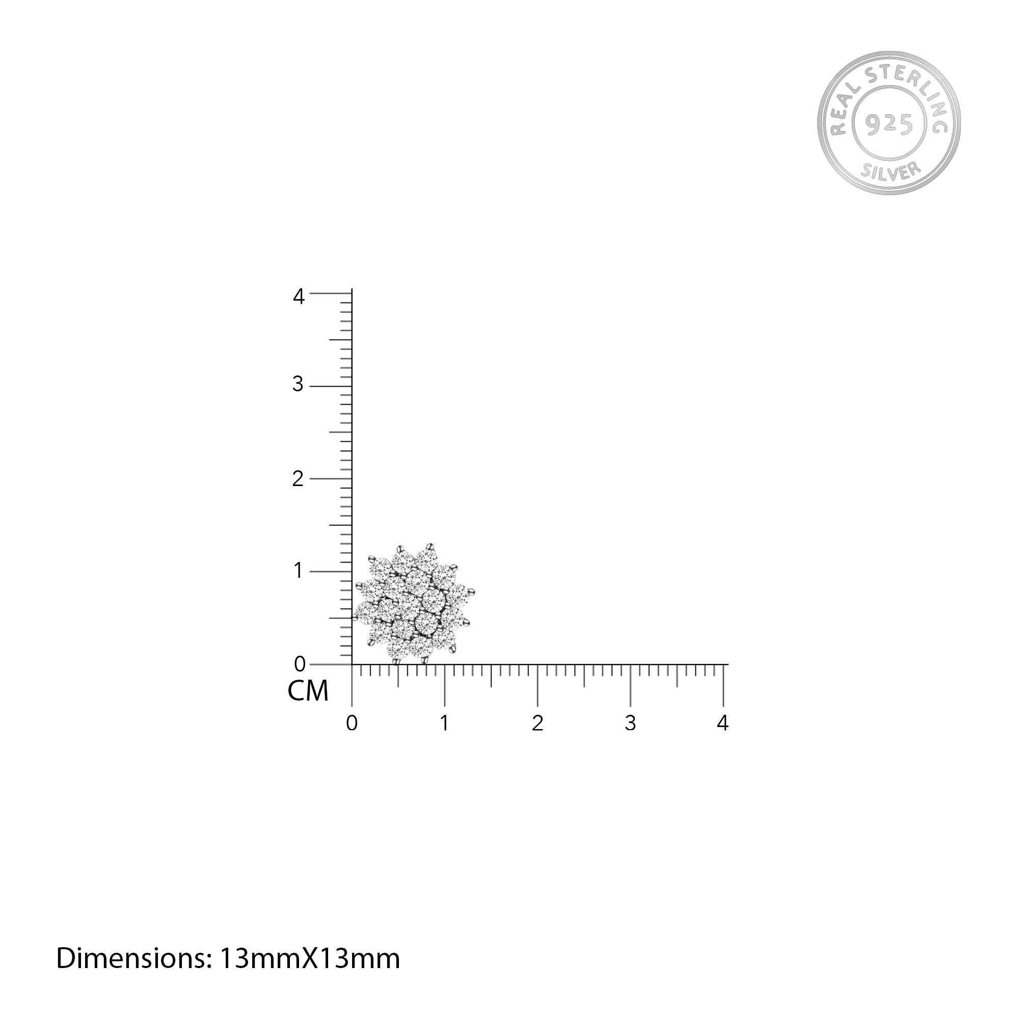 Silver zircon shining star studs - Image 4