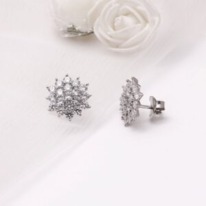 Silver zircon shining star studs
