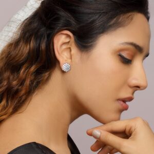 Silver zircon shining star studs