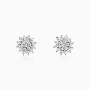 Silver zircon shining star studs