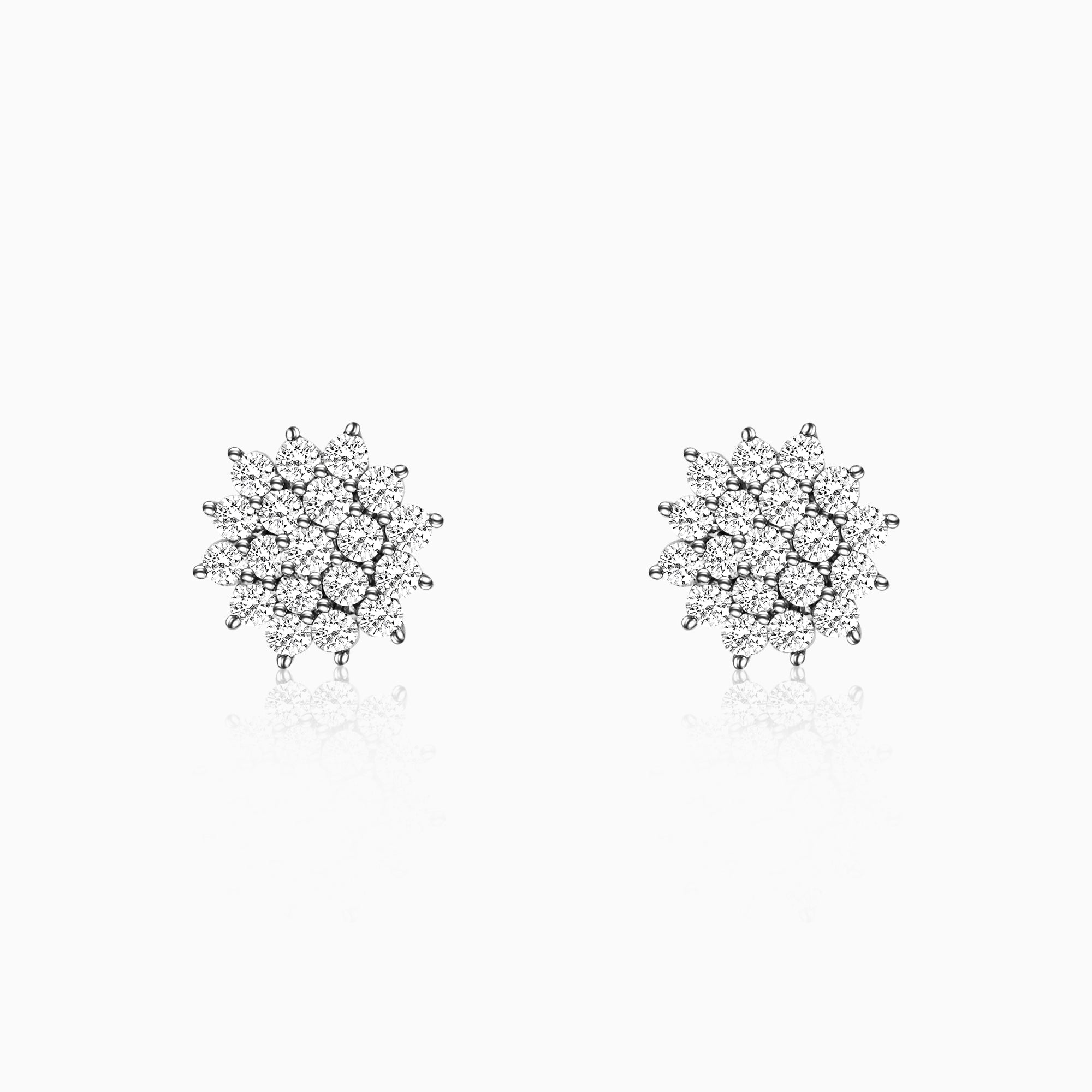 Silver zircon shining star studs