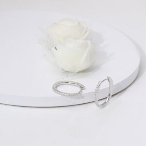 Silver zircon twinkling hoop earrings