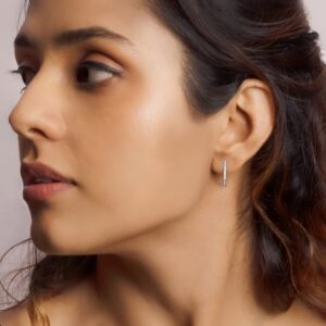 Silver zircon twinkling hoop earrings
