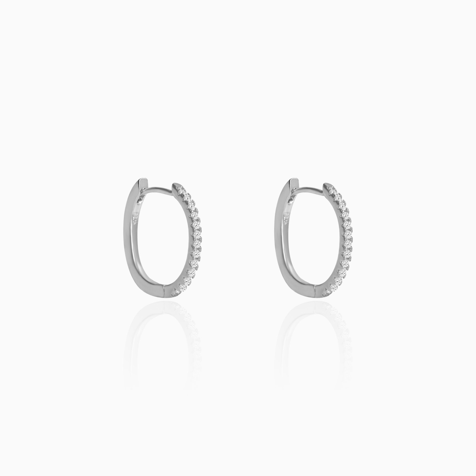 Silver zircon twinkling hoop earrings