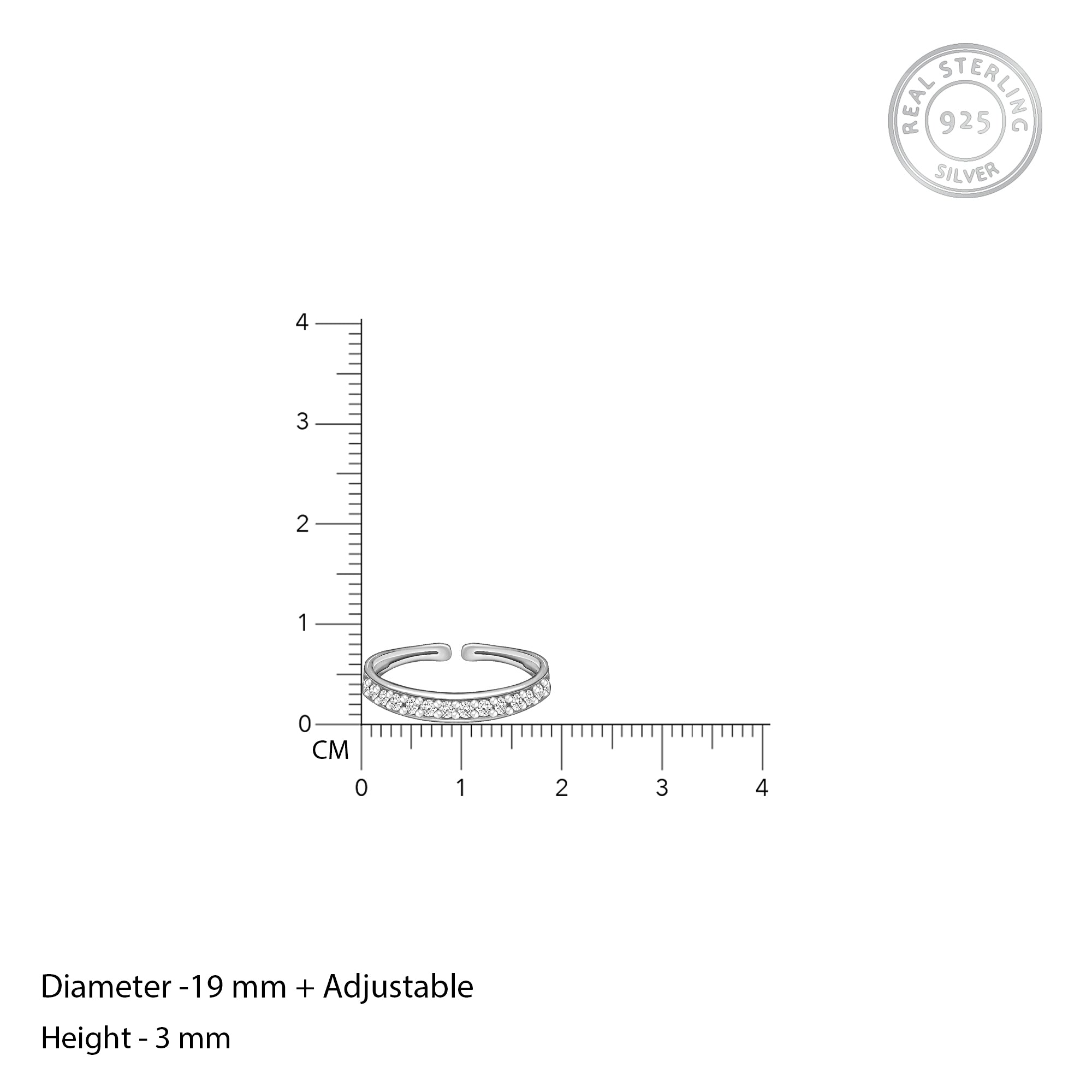 Silver Zircon Minimal Toe Rings - Image 4
