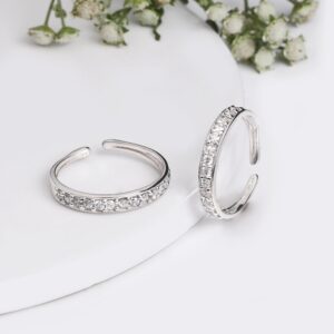Silver Zircon Minimal Toe Rings