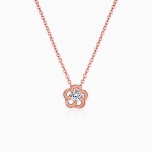 Rose gold flower pendant with link chain