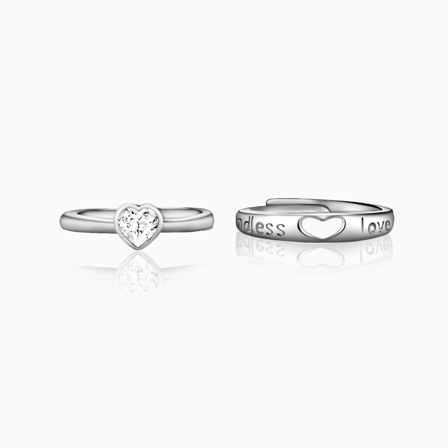 Silver endless love couple band