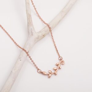 Rose gold minimal leaf pendant