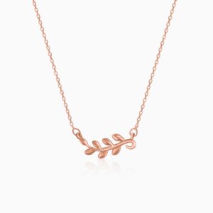 Rose gold minimal leaf pendant