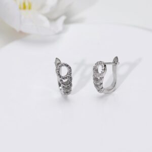 Silver zircon elegant loop earrings