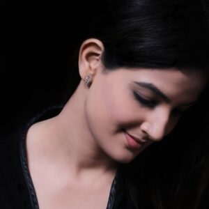 Silver zircon elegant loop earrings