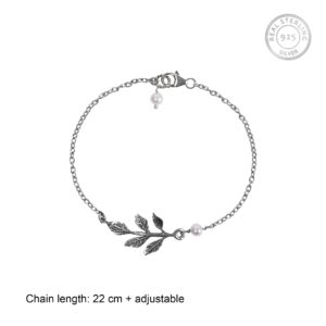 Oxidised silver leaf bracelet