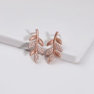 Matte rose gold twig earrings