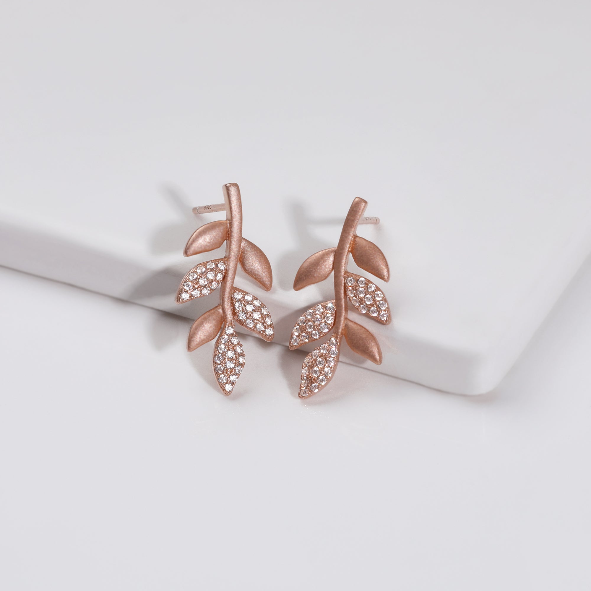 Matte rose gold twig earrings - Image 3