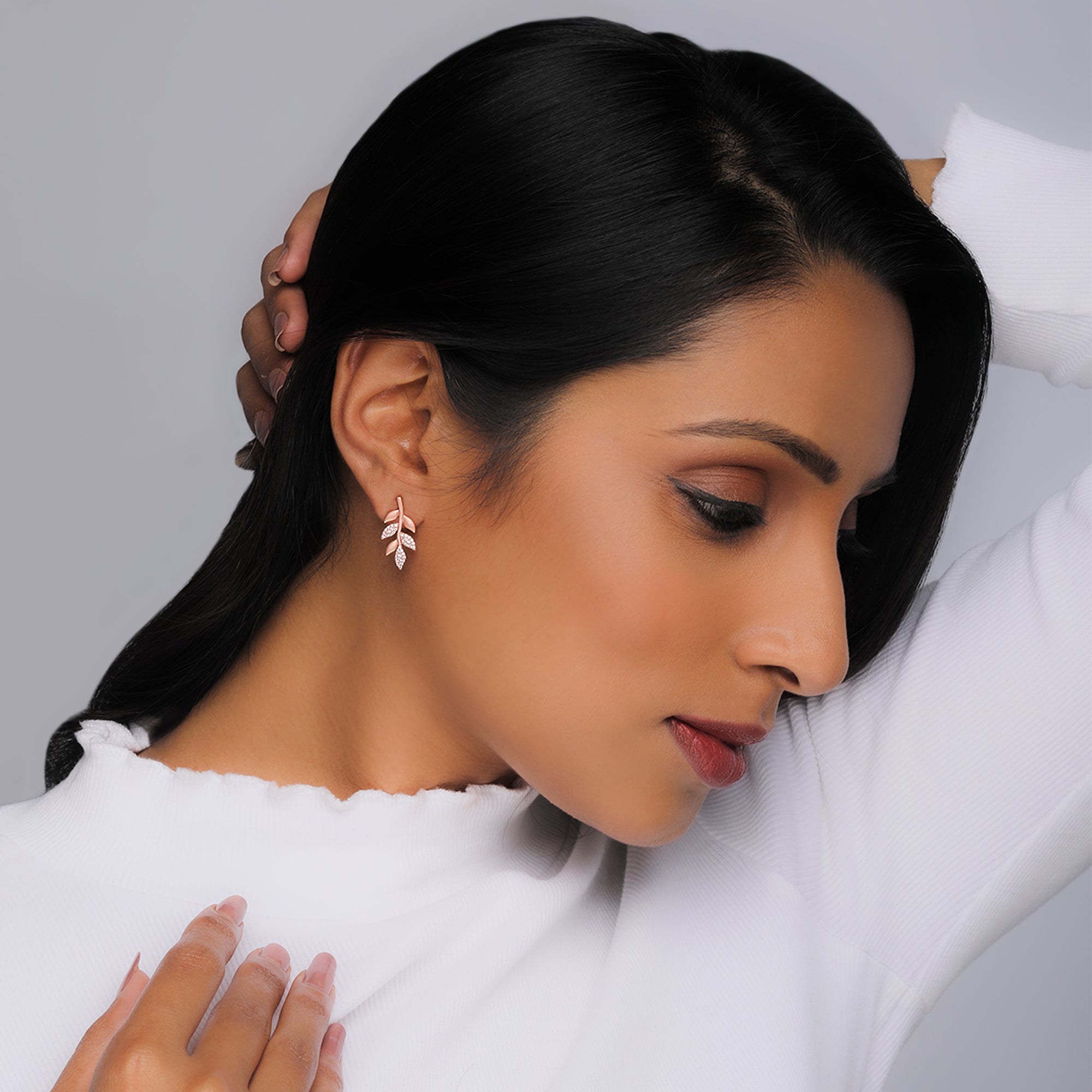 Matte rose gold twig earrings - Image 2