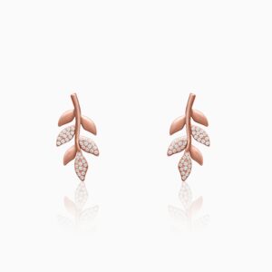 Matte rose gold twig earrings