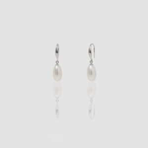 White pearl drop earrings