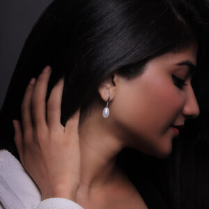 White pearl drop earrings