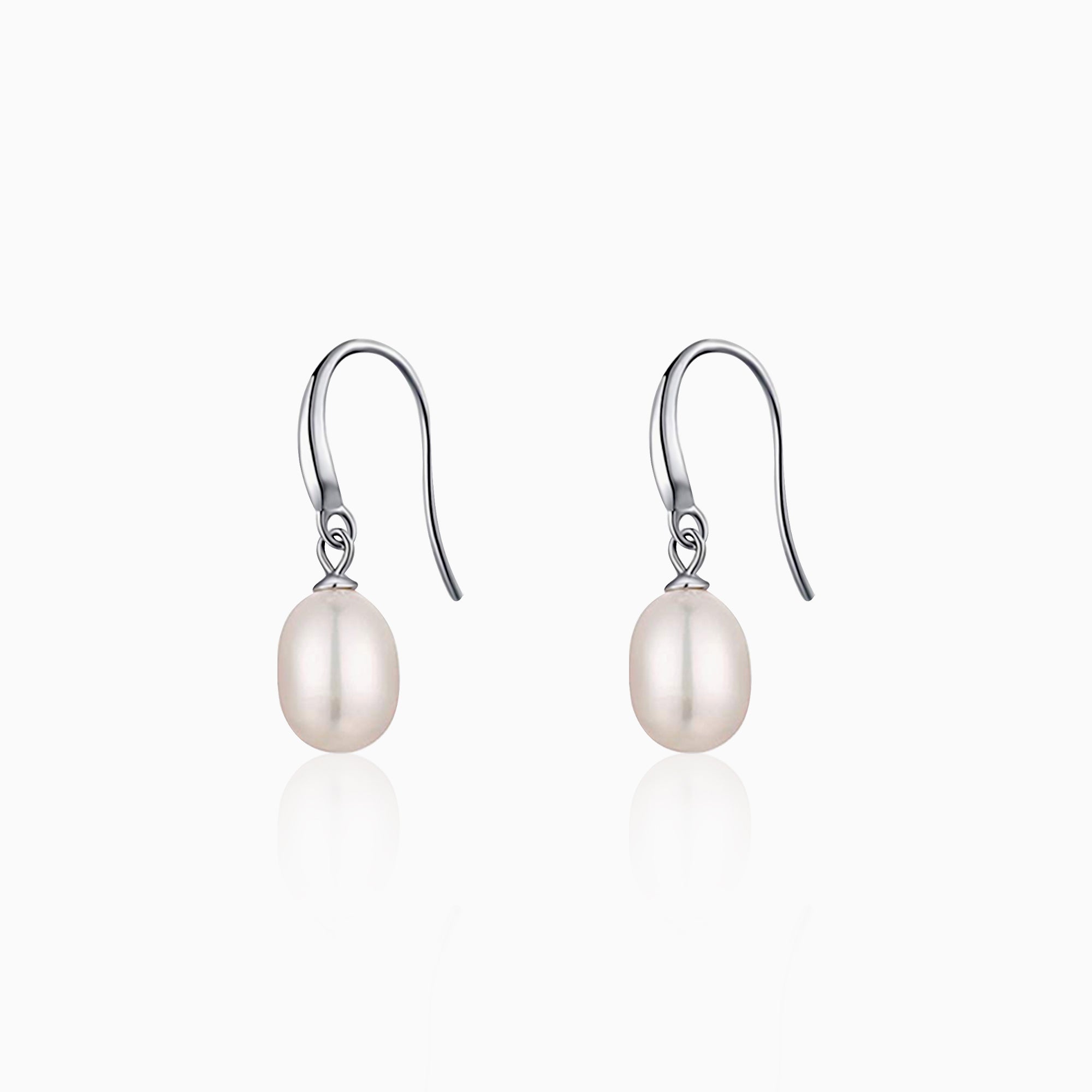 White pearl drop earrings