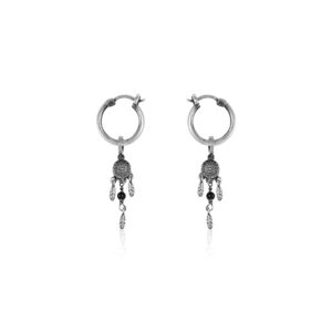 Oxidised silver dreamcatcher hoops
