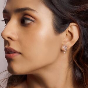 Rose gold blooming flower earrings