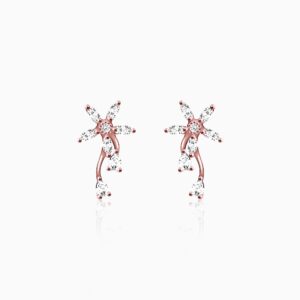 Rose gold blooming flower earrings