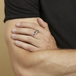 Oxidised silver horse ring