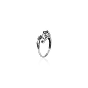 Oxidised silver horse ring