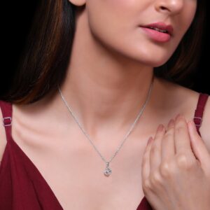 Cherry pink heart cube pendant with link chain