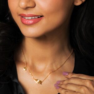 Golden elephant charm necklace