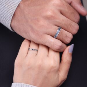 Oxidised silver woven couple bands
